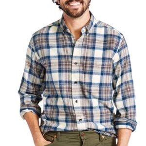 L. L. Bean Scotch Plaid Flannel Shirt Traditional Fit Light Grey Men's Large